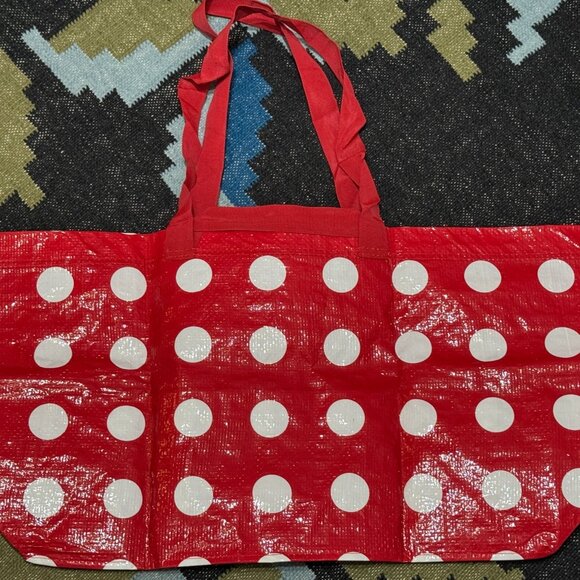 IKEA SÄCKKÄRRA Red /White Polka Dot, Reuseable Large Shopper Tote Bag 903.002.83 - Picture 5 of 8